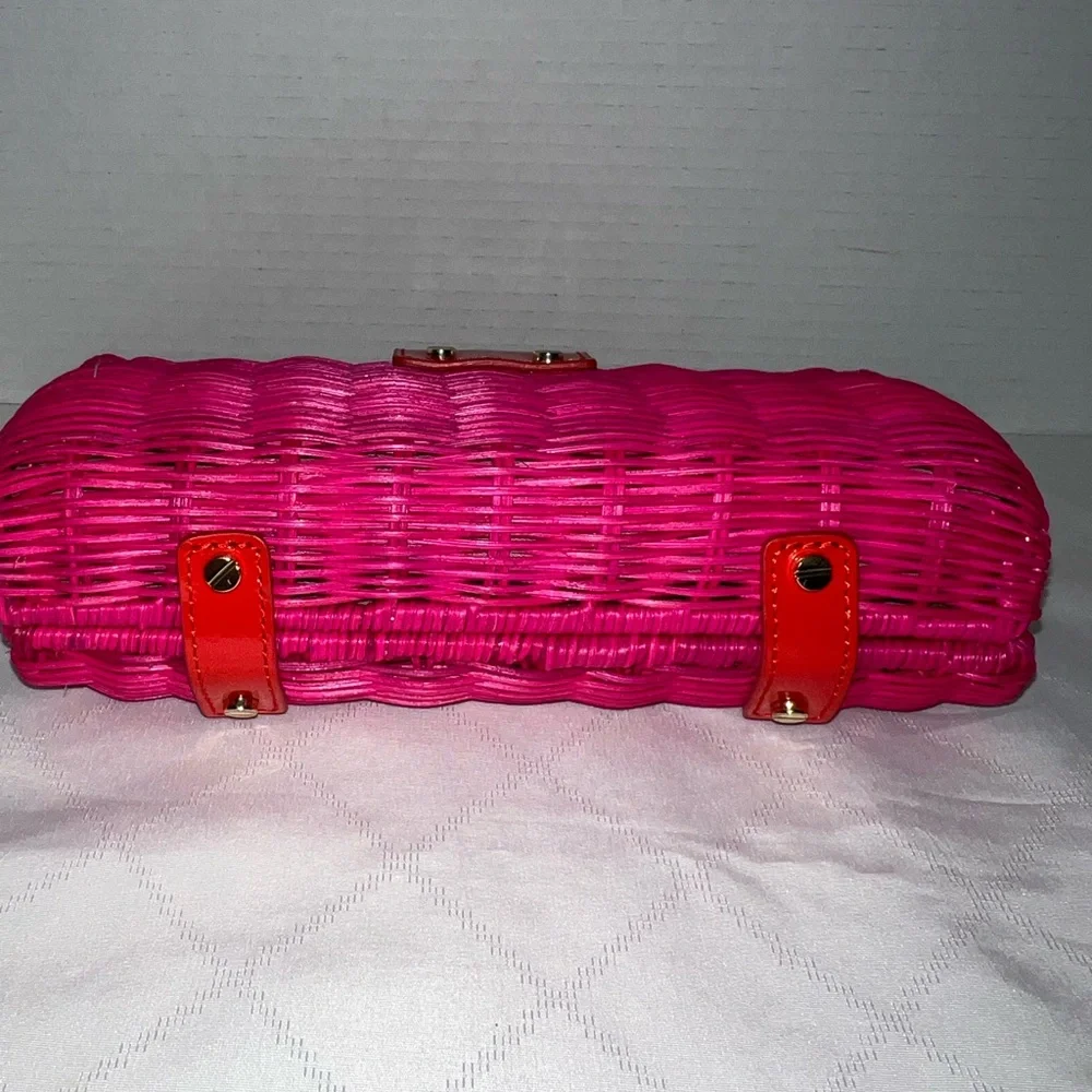 ❤️New J.Crew Rattan/Leather Twist Lock Clutch - Picture 7 of 11